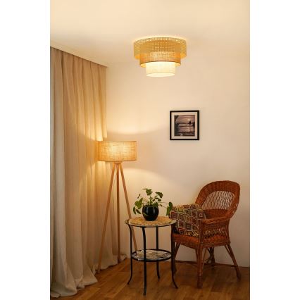 Brilagi - Deckenleuchte CEDAR LUNETA 1xE27/15W/230V Ø 45 cm Rattan/Braun/Creme