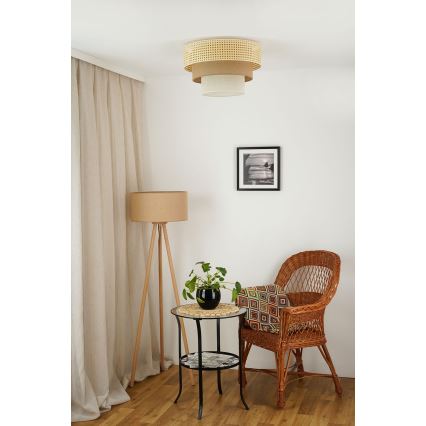 Brilagi - Deckenleuchte CEDAR LUNETA 1xE27/15W/230V Ø 45 cm Rattan/Braun/Creme