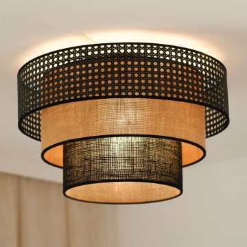 Brilagi - Deckenleuchte DAKOTA LUNETA 1xE27/15W/230V Ø 45 cm schwarz/Rattan