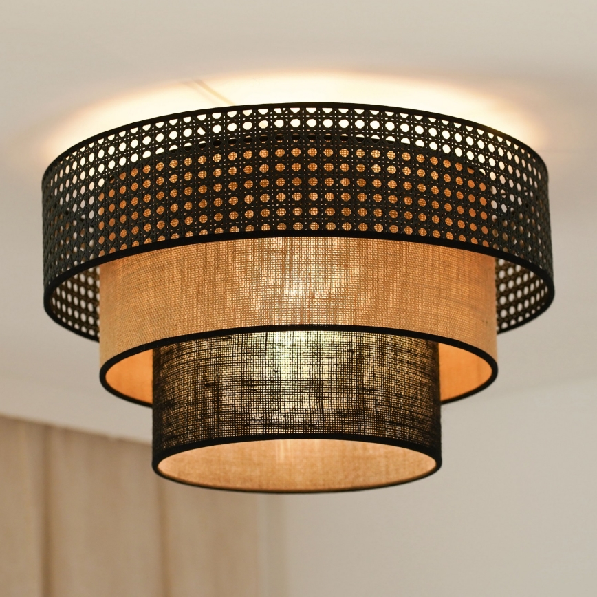 Brilagi - Deckenleuchte DAKOTA LUNETA 1xE27/15W/230V Ø 45 cm schwarz/Rattan