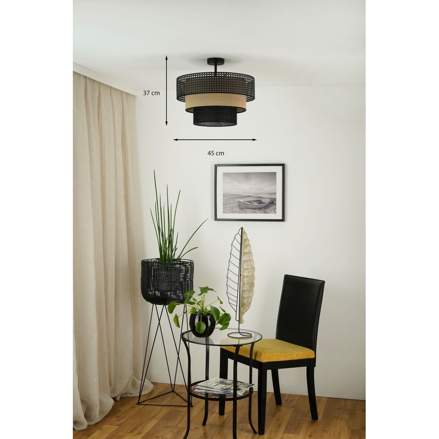Brilagi - Deckenleuchte DAKOTA LUNETA 1xE27/15W/230V Ø 45 cm schwarz/Rattan