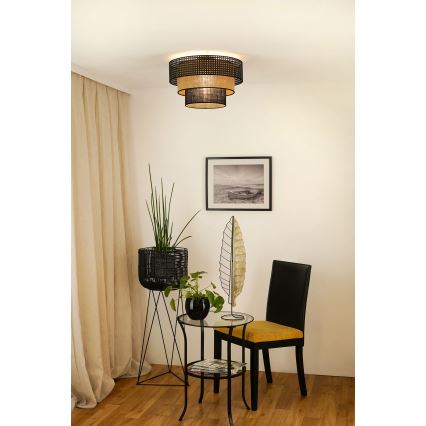 Brilagi - Deckenleuchte DAKOTA LUNETA 1xE27/15W/230V Ø 45 cm schwarz/Rattan