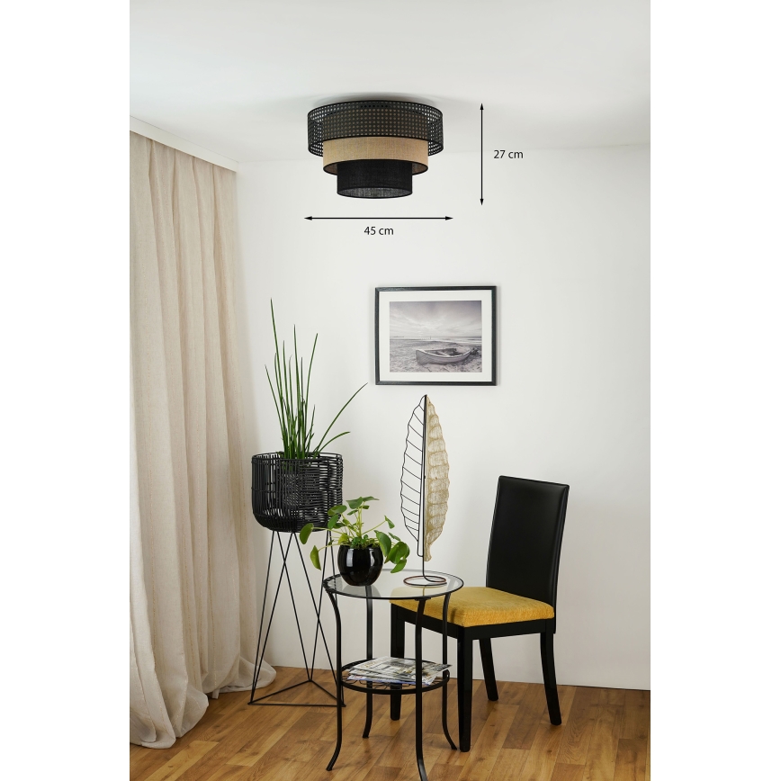 Brilagi - Deckenleuchte DAKOTA LUNETA 1xE27/15W/230V Ø 45 cm schwarz/Rattan