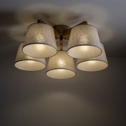Brilagi - Deckenleuchte LATTE SABIA 5xE27/60W/230V Kiefer/Creme