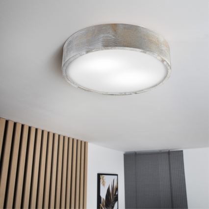 Brilagi - Deckenleuchte PINO 2xE27/15W/230V Kiefer/Silber Ø 37,5 cm