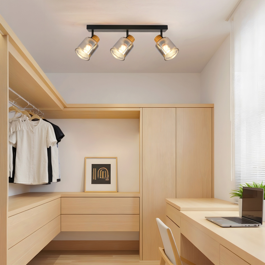 Brilagi - Deckenspot HYGGE 3xE14/15W/230V schwarz/rauchglas