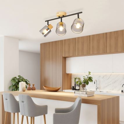 Brilagi - Deckenspot HYGGE 3xE14/15W/230V schwarz/rauchglas