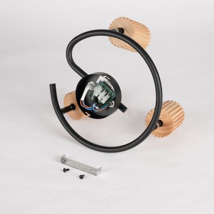 Brilagi - Deckenspot MODERN WOOD 3xGU10/8W/230V Gummibaumholz/schwarz