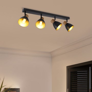 Brilagi - Deckenspot ODENSE 4xE14/10W/230V Gummibaumholz/schwarz