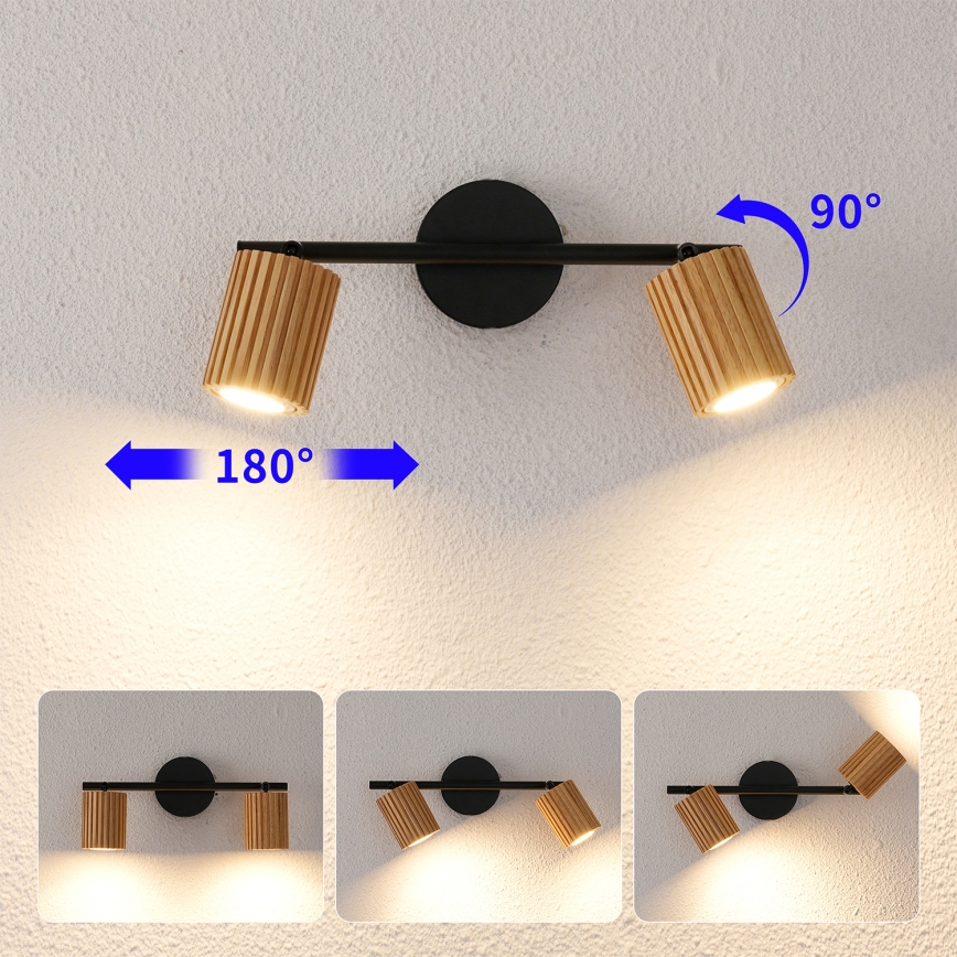 Brilagi - Deckenstrahler MODERN WOOD 2xGU10/8W/230V Gummibaumholz/schwarz