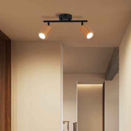 Brilagi - Deckenstrahler MODERN WOOD 2xGU10/8W/230V Gummibaumholz/schwarz