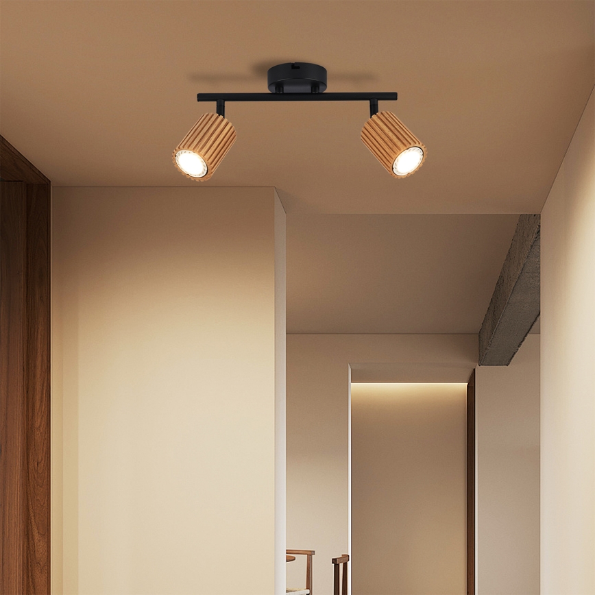 Brilagi - Deckenstrahler MODERN WOOD 2xGU10/8W/230V Gummibaumholz/schwarz