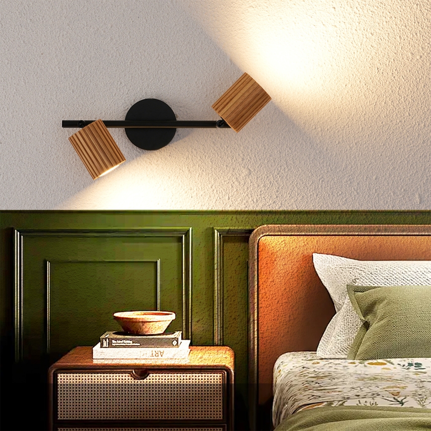 Brilagi - Deckenstrahler MODERN WOOD 2xGU10/8W/230V Gummibaumholz/schwarz