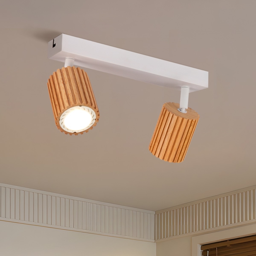Brilagi - Deckenstrahler MODERN WOOD 2xGU10/8W/230V Gummibaumholz/weiß