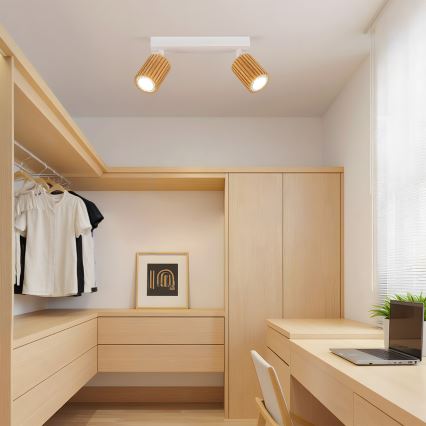 Brilagi - Deckenstrahler MODERN WOOD 2xGU10/8W/230V Gummibaumholz/weiß