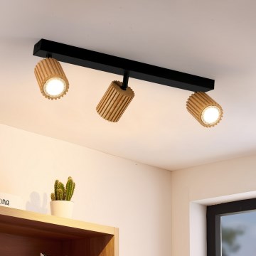 Brilagi - Deckenstrahler MODERN WOOD 3xGU10/8W/230V Gummibaum/Schwarz