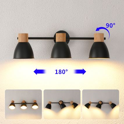 Brilagi - Deckenstrahler ODENSE 3xE14/10W/230V Gummibaumholz/schwarz