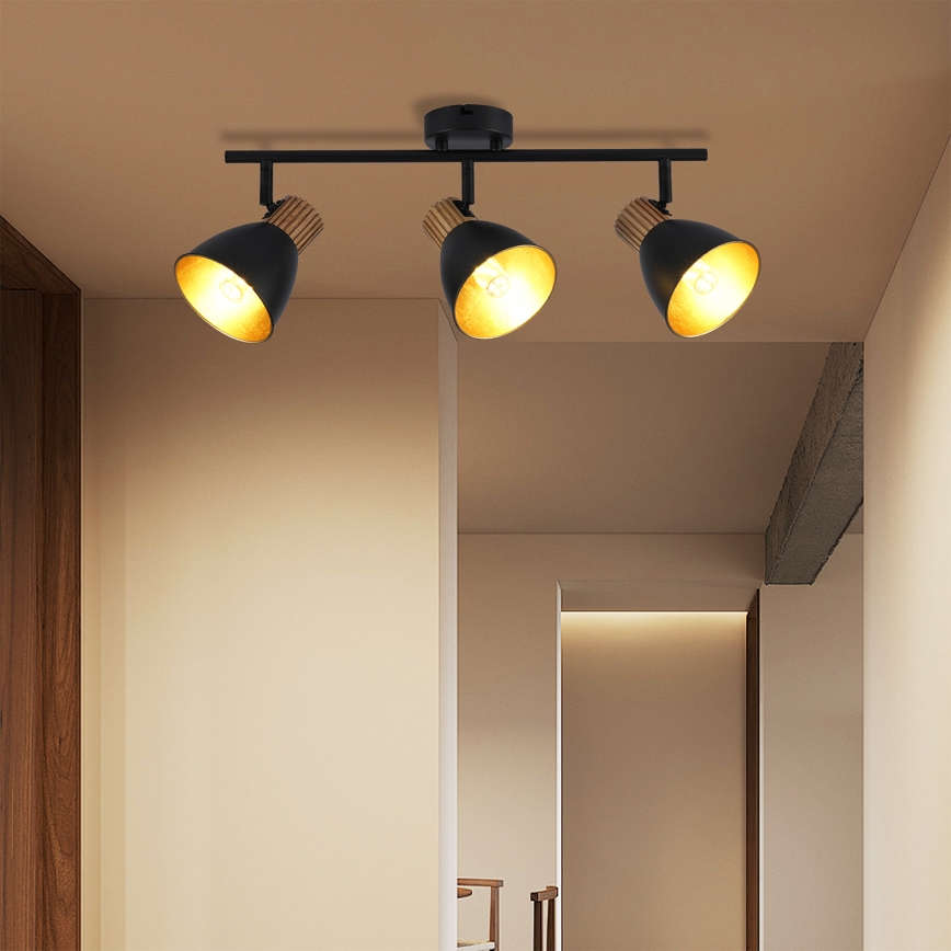 Brilagi - Deckenstrahler ODENSE 3xE14/10W/230V Gummibaumholz/schwarz