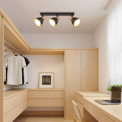 Brilagi - Deckenstrahler ODENSE 3xE14/10W/230V Gummibaumholz/Schwarz