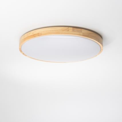 Brilagi - dimmbare LED-Deckenleuchte MANAROLA LED/24W/230V Ø 42 cm 3000–6500K Eiche + Fernbedienung