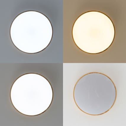 Brilagi - dimmbare LED-Deckenleuchte MANAROLA LED/24W/230V Ø 42 cm 3000–6500K Eiche + Fernbedienung