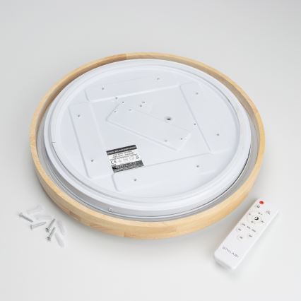 Brilagi - dimmbare LED-Deckenleuchte MANAROLA LED/24W/230V Ø 42 cm 3000–6500K Eiche + Fernbedienung