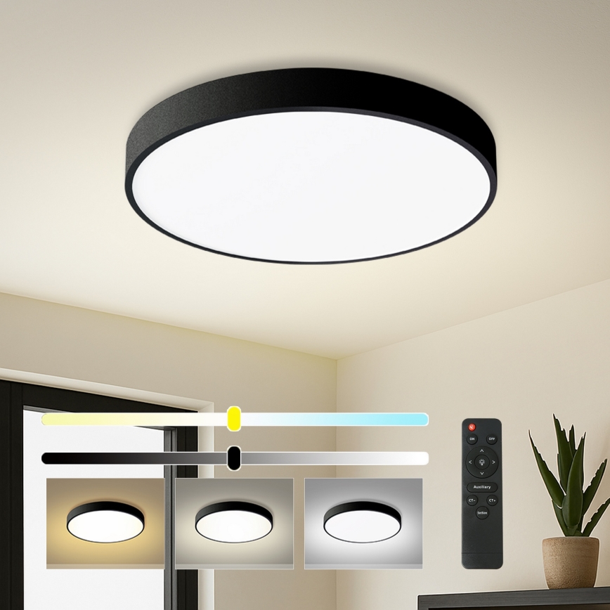 Brilagi - dimmbare LED-Deckenleuchte POOL LED/60W/230V 3000-6000K Ø 60 cm schwarz + Fernbedienung