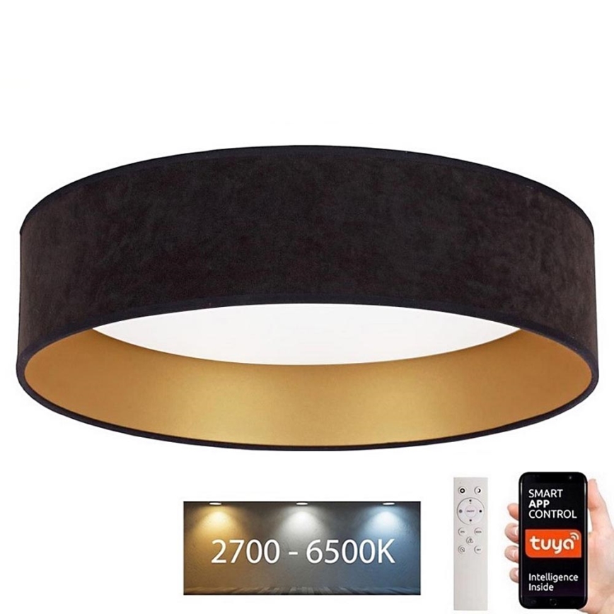 Brilagi – Dimmbare LED-Deckenleuchte VELVET SMART LED/24W/230V d 45 cm 2700-6500K Wi-Fi Tuya schwarz/golden + Fernbedienung
