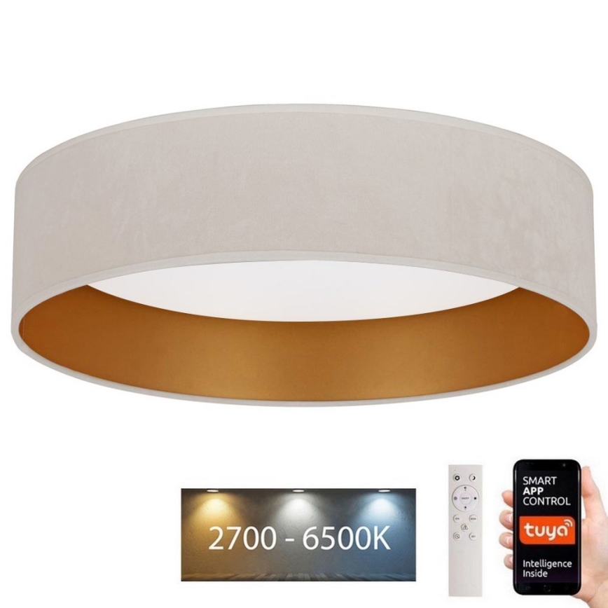 Brilagi – Dimmbare LED-Deckenleuchte VELVET SMART LED/36W/230V d 55 cm 2700-6500K Wi-Fi Tuya cremefarben/golden + Fernbedienung