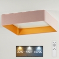 Brilagi - dimmbare LED-Deckenleuchte VELVET SQUARE LED/24W/230V 43x43 cm 3000/4000/6500K + Fernbedienung rosa