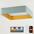Brilagi - Dimmbare LED-Deckenleuchte VELVET SQUARE SMART LED/36W/230V 2700-6500K Wi-Fi Tuya + Fernbedienung mint