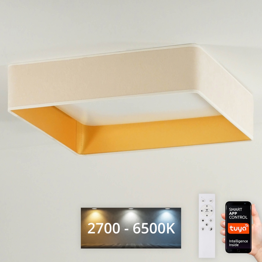 Brilagi - Dimmbare LED-Deckenleuchte VELVET SQUARE SMART LED/36W/230V 60x60 cm 2700-6500K Wi-Fi Tuya + Fernbedienung cremefarben