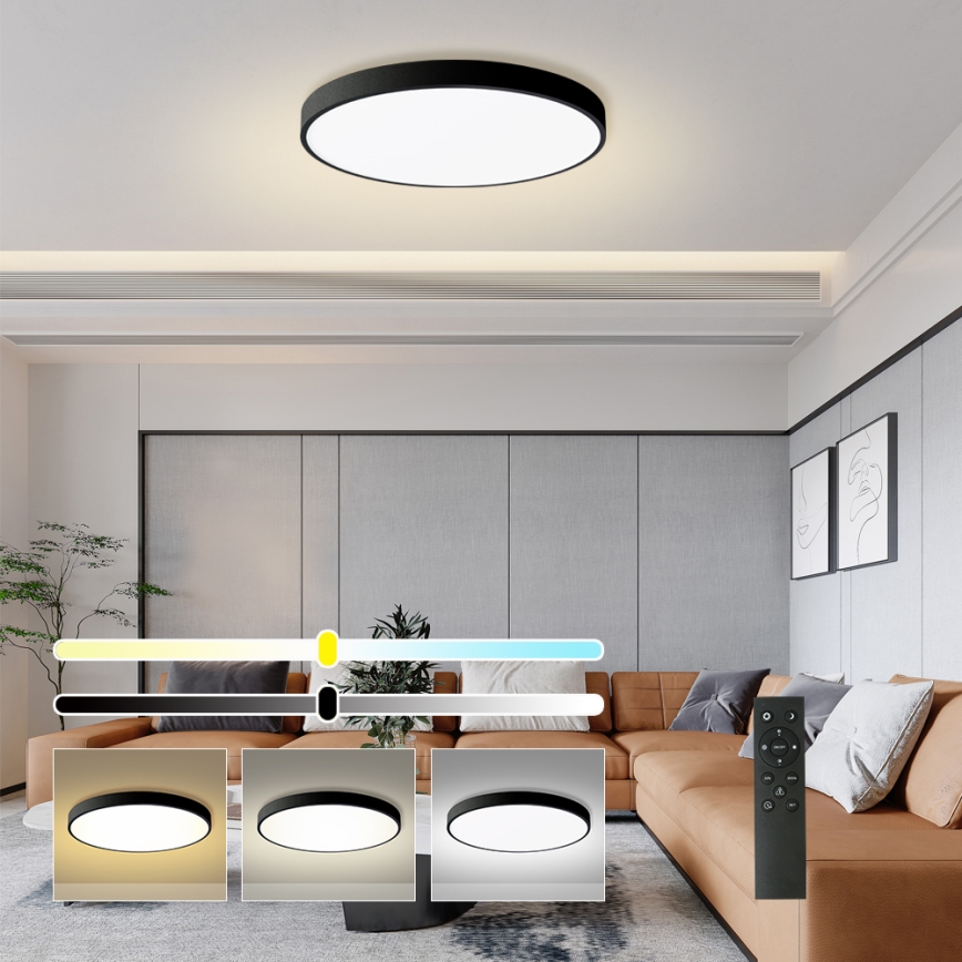 Brilagi - LED dimmbare Deckenleuchte POOL SMART LED/100W/230V 3000-6000K Ø 80 cm Wi-Fi Tuya schwarz + Fernbedienung