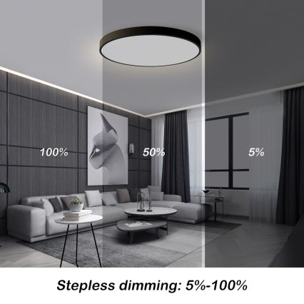 Brilagi - LED dimmbare Deckenleuchte POOL SMART LED/100W/230V 3000-6000K Ø 80 cm Wi-Fi Tuya schwarz + Fernbedienung