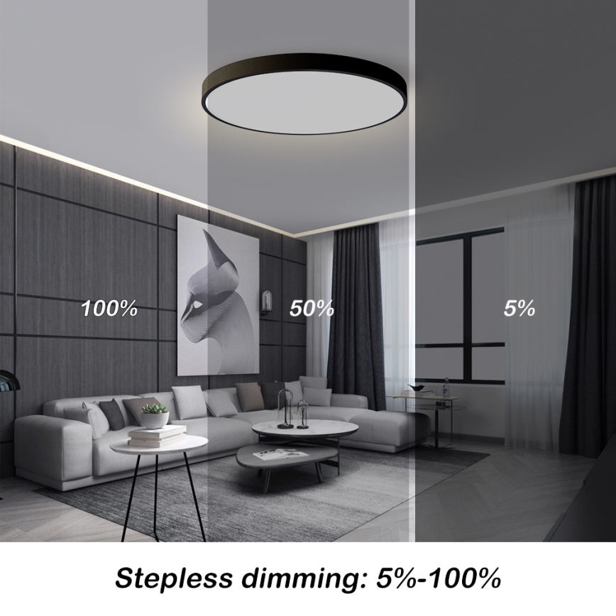 Brilagi - LED dimmbare Deckenleuchte POOL SMART LED/100W/230V 3000-6000K Ø 80 cm Wi-Fi Tuya schwarz + Fernbedienung