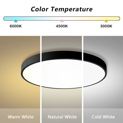 Brilagi - LED dimmbare Deckenleuchte POOL SMART LED/100W/230V 3000-6000K Ø 80 cm Wi-Fi Tuya schwarz + Fernbedienung