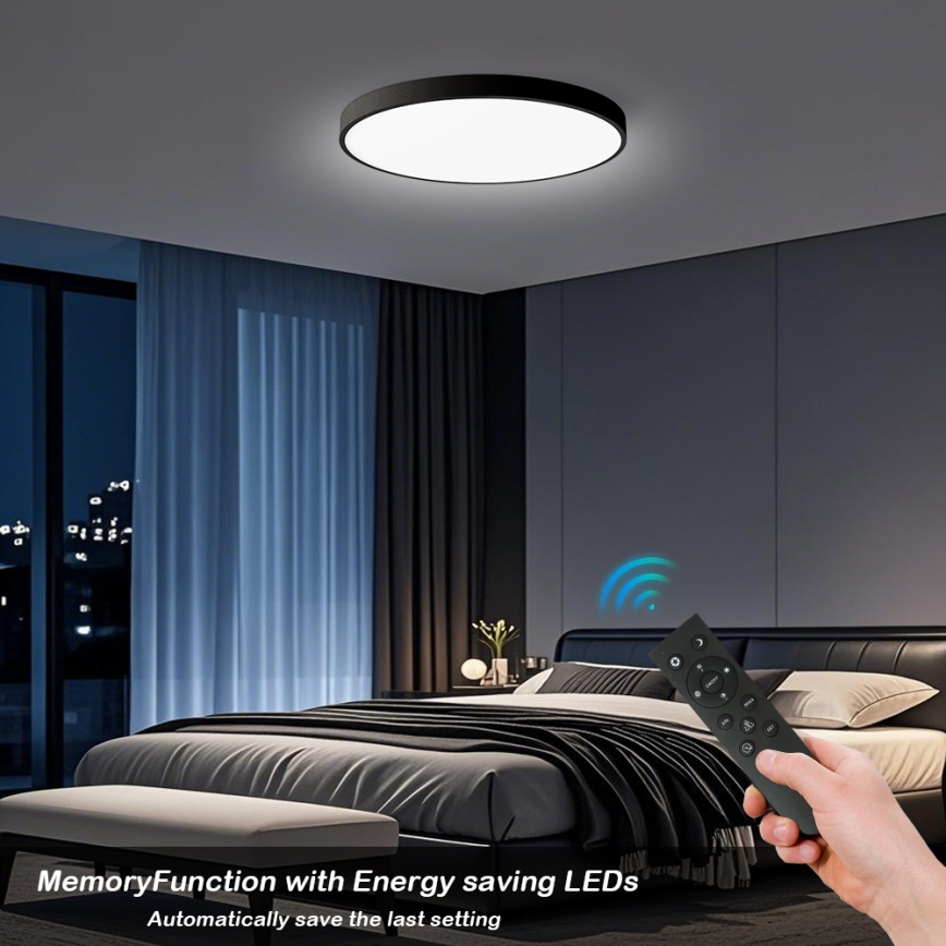 Brilagi - LED dimmbare Deckenleuchte POOL SMART LED/100W/230V 3000-6000K Ø 80 cm Wi-Fi Tuya schwarz + Fernbedienung