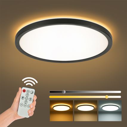 Brilagi - dimmbare LED-Deckenleuchte ULTRA SLIM LED/18W/230V 2700-6500K Ø 30 cm schwarz + Fernbedienung