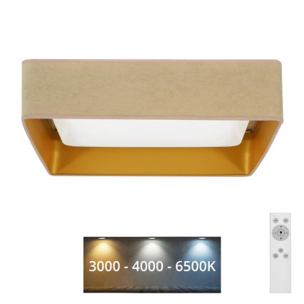 Brilagi - LED-dimmbare Deckenleuchte VELVET SQUARE LED/24W/230V 43x43 cm 3000/4000/6500K + Fernbedienung beige