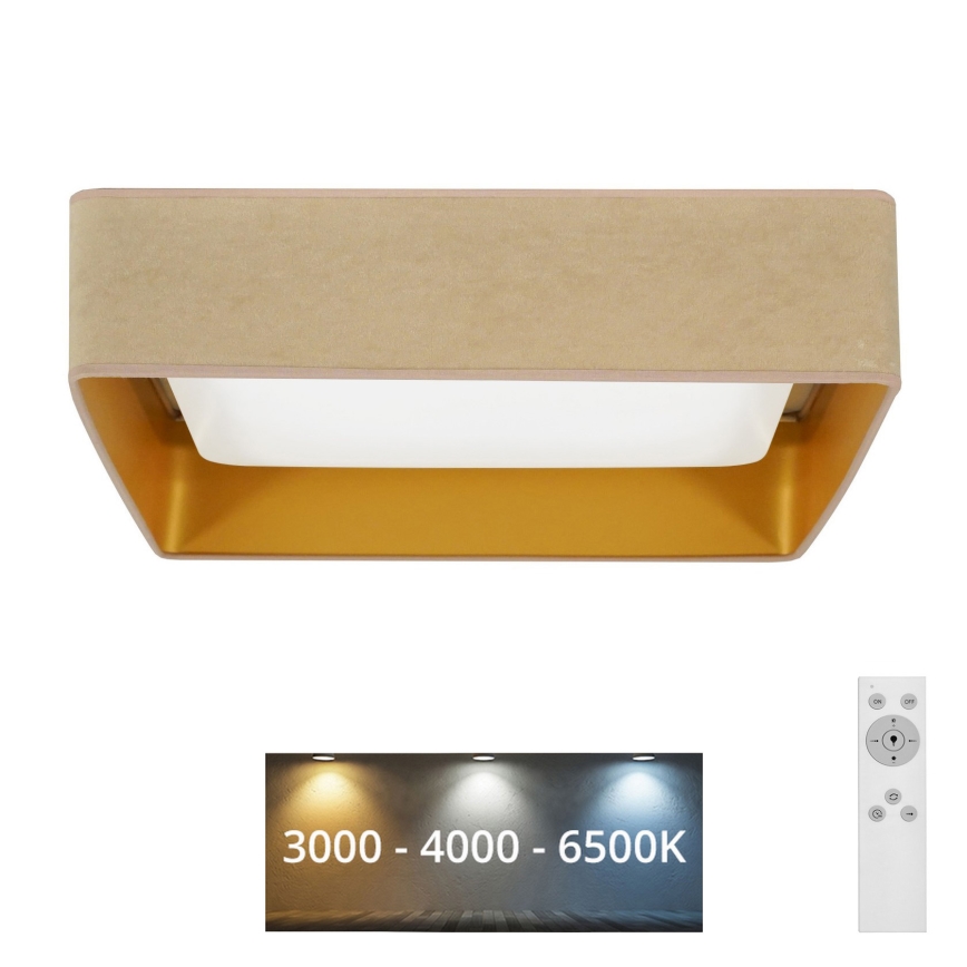 Brilagi - LED-dimmbare Deckenleuchte VELVET SQUARE LED/24W/230V 43x43 cm 3000/4000/6500K + Fernbedienung beige