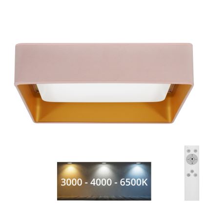 Brilagi - dimmbare LED-Deckenleuchte VELVET SQUARE LED/24W/230V 43x43 cm 3000/4000/6500K + Fernbedienung rosa