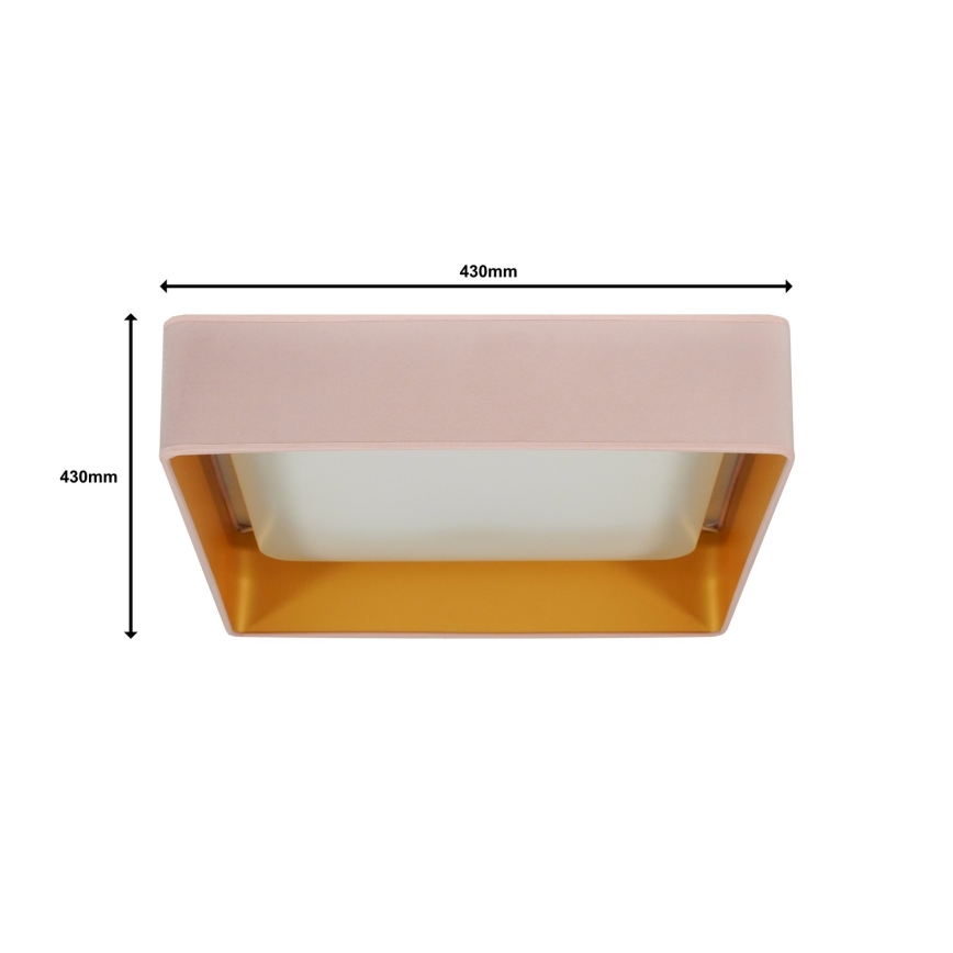 Brilagi - dimmbare LED-Deckenleuchte VELVET SQUARE LED/24W/230V 43x43 cm 3000/4000/6500K + Fernbedienung rosa
