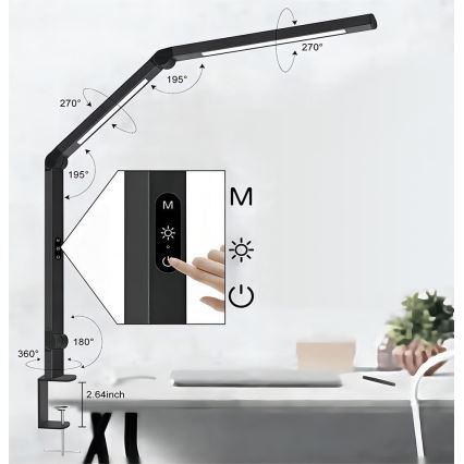 Brilagi - LED Dimmbar Touch flexible Tischleuchte VARIO LED/12W/230V 3000/4000/5000/6500K CRI 92 schwarz