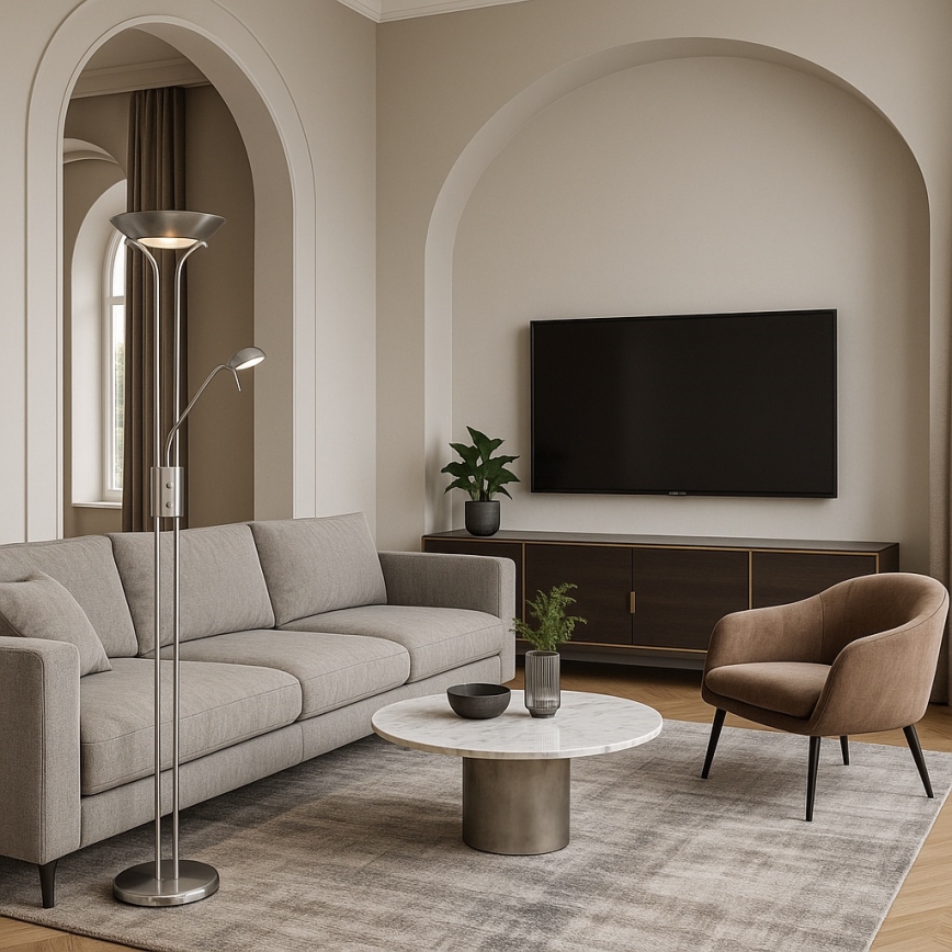 Brilagi - Dimmbare Stehleuchte SCARLETT 1xR7s/230W/230V + 1xG9/40W mattchrom