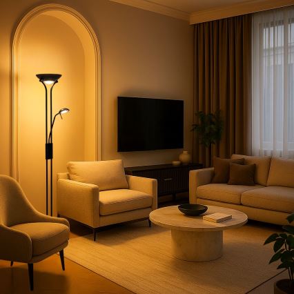 Brilagi - Dimmbare Stehleuchte SCARLETT 1xR7s/230W/230V + 1xG9/40W schwarz