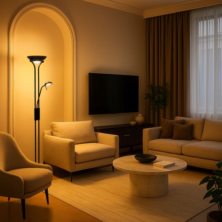 Brilagi - Dimmbare Stehleuchte SCARLETT 1xR7s/230W/230V + 1xG9/40W schwarz