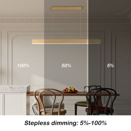 Brilagi - dimmbarer LED-Kronleuchter SLEEKLINE SMART LED/40W/230V Wi-Fi Tuya Eichen-Dekor + Fernbedienung
