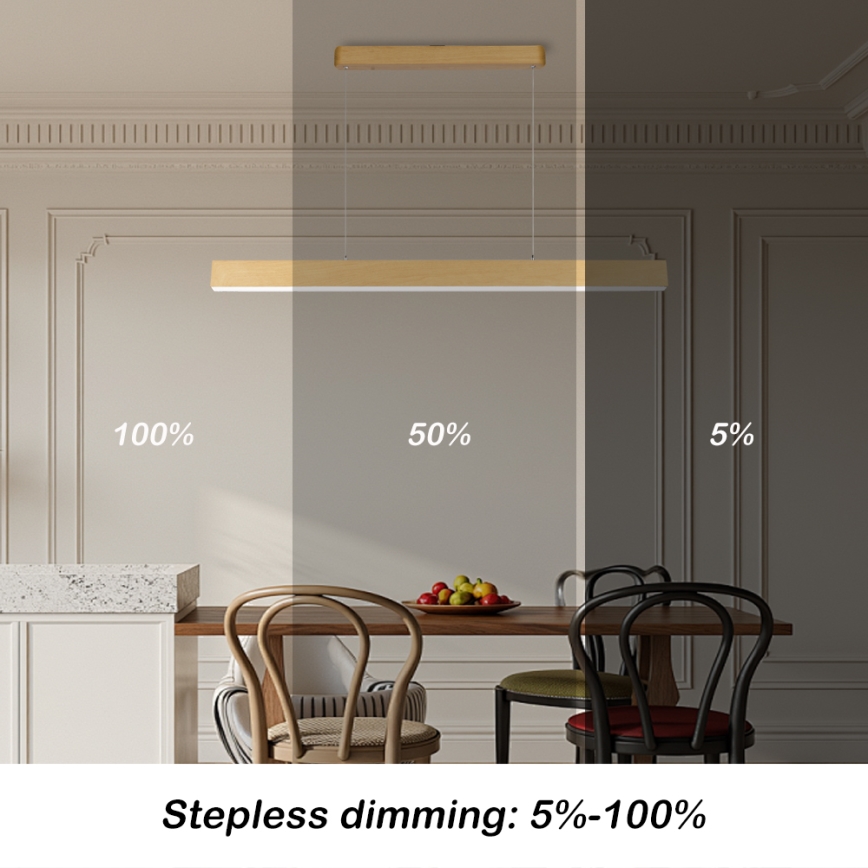 Brilagi - dimmbarer LED-Kronleuchter SLEEKLINE SMART LED/40W/230V Wi-Fi Tuya Eichen-Dekor + Fernbedienung