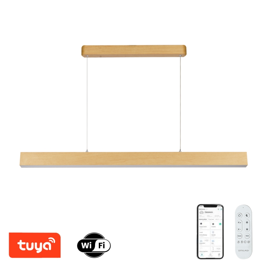 Brilagi - dimmbarer LED-Kronleuchter SLEEKLINE SMART LED/40W/230V Wi-Fi Tuya Eichen-Dekor + Fernbedienung