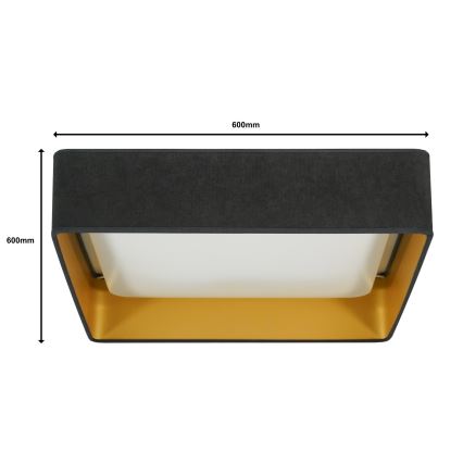 Brilagi - Dimmbare LED-Deckenleuchte VELVET SQUARE SMART LED/36W/230V 2700-6500K Wi-Fi Tuya + Fernbedienung grau